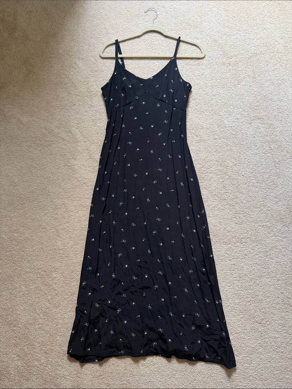 Vintage GAP Navy Floral Slip Maxi Dress with Spaghetti Straps